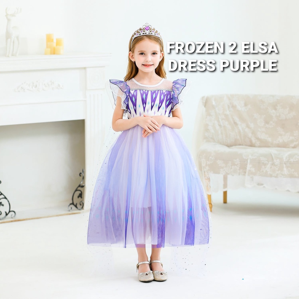 FROZEN 2 ELSA VIO WHITE / DRESS PRINCESS ANAK PEREMPUAN IMPORT / BAJU PESTA PUTIH