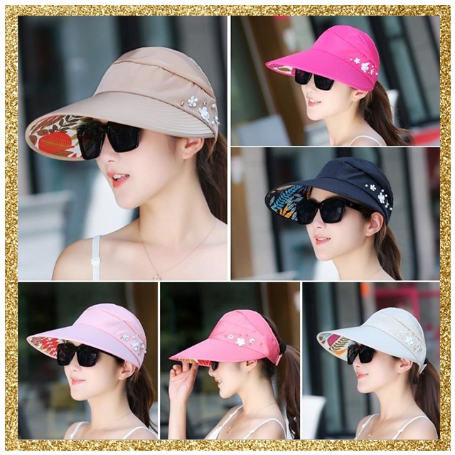 TOPI VISOR PANTAI OUTDOOR PELINDUNG ANTI UV MATAHARI TOPI LIPAT LEBAR WANITA PRIA IMPORT ZIO ZC