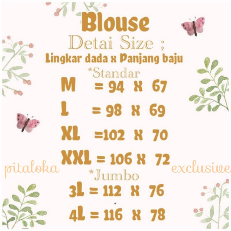 Atasan Blouse Batik Pitaloka Wanita Blouse Lengan 7/8 Kancing Depan