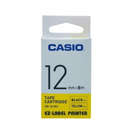 Casio - ez label printer tape 12mm Black in yellow XR-12YW1