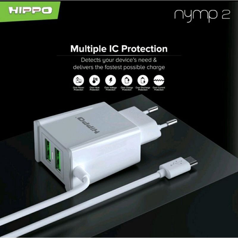 Adapter Batok Charger Casan Hippo Nymp 2 Smart Detect Charging Original Kepala Charger Hippo