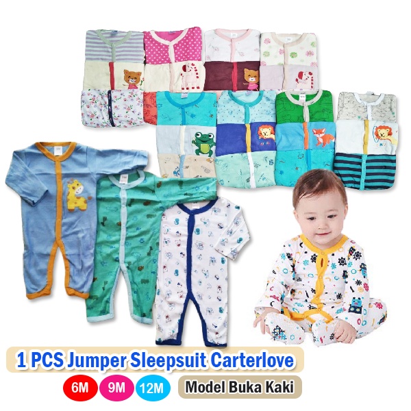 1Pcs Jumper Sleepsuit Bayi Carterlove Panjang Buka Kaki 6 9 12 Bulan Random Boy &amp; Girl