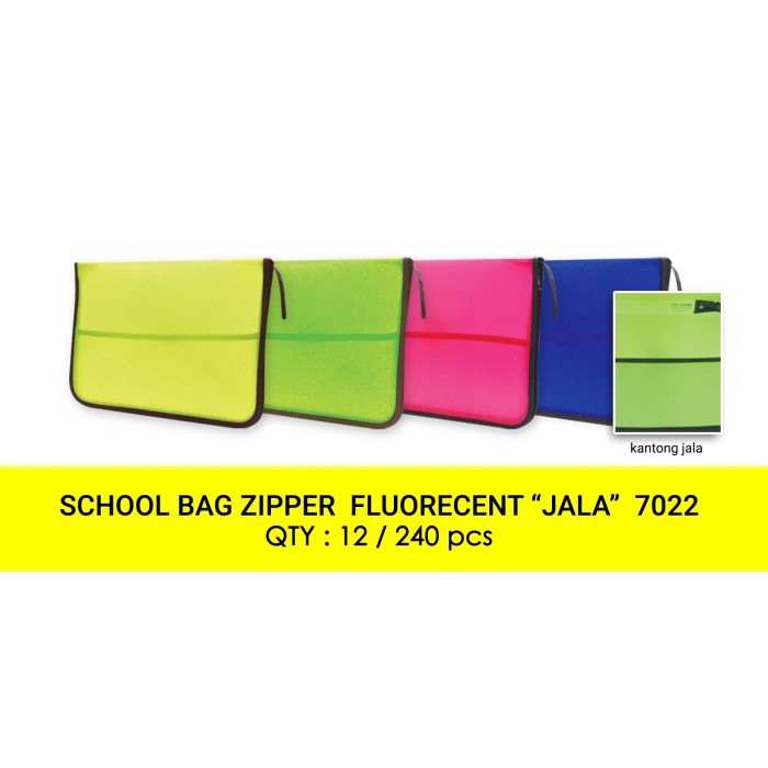 

SCHOOL BAG ZIPPER BIG FLOURECENT JALA 7022