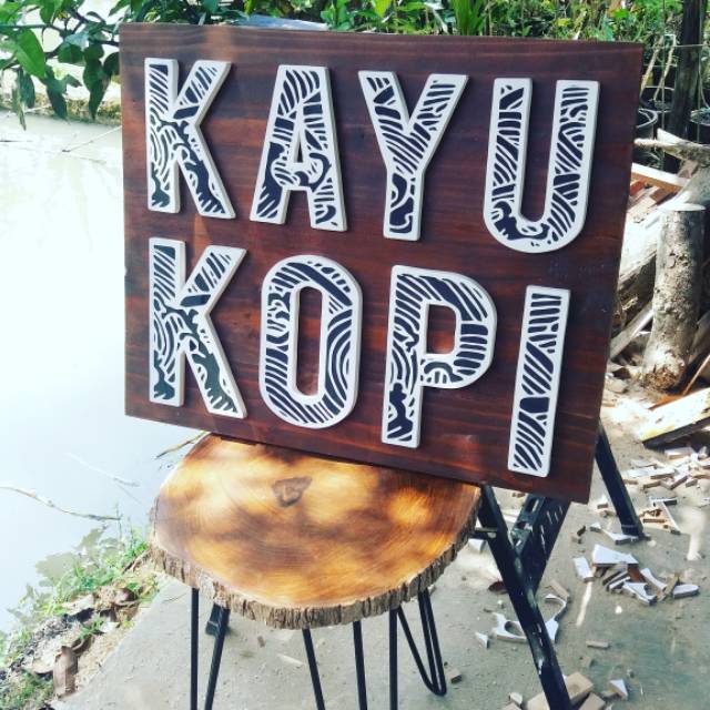 Papan nama reklame billboard wooden signage plang  kayu  