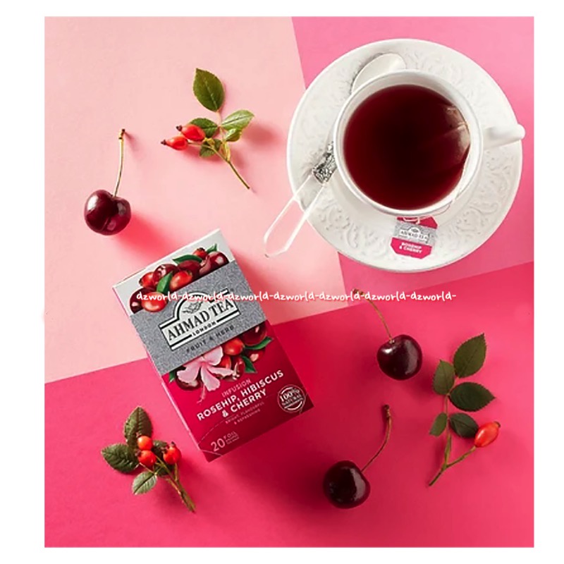 Ahmad Tea Fruit &amp; Herbs infuision Rosehip &amp; Hibiscus Cherry 20foil Teh Rasa Buah Ceri Mawar Ahmadtea Rose Ship