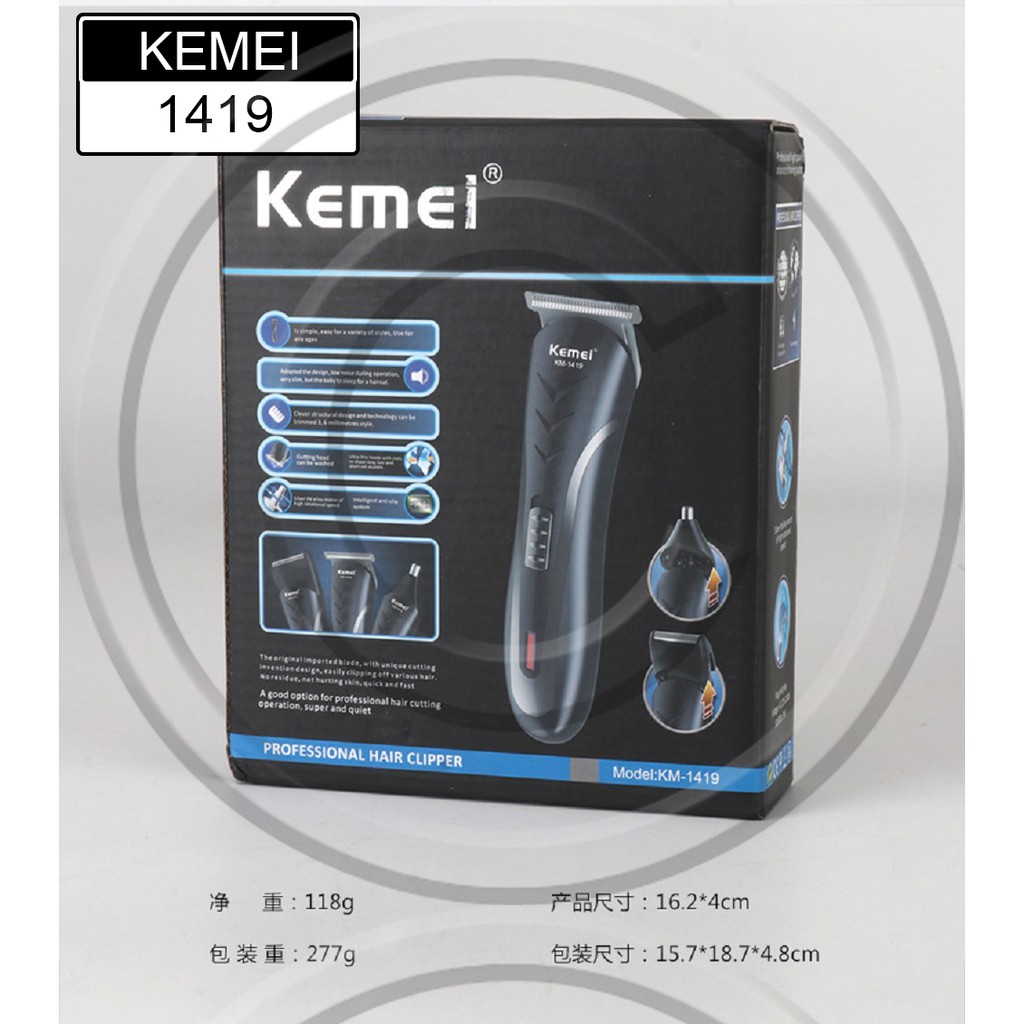 KEMEI / KM-1419 / Alat Cukur Pria 3in1 (Rambut, Kumis / Jenggot, Hidung)