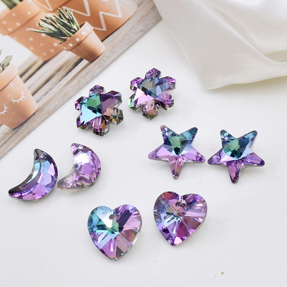 Needway Liontin Kristal Dengan Lubang AB Multi-Bentuk Hati Warna-Warni Bintang Hadiah Kalung DIY Membuat Perhiasan Snowflake Bear Earring Nail Art Berlian Imitasi