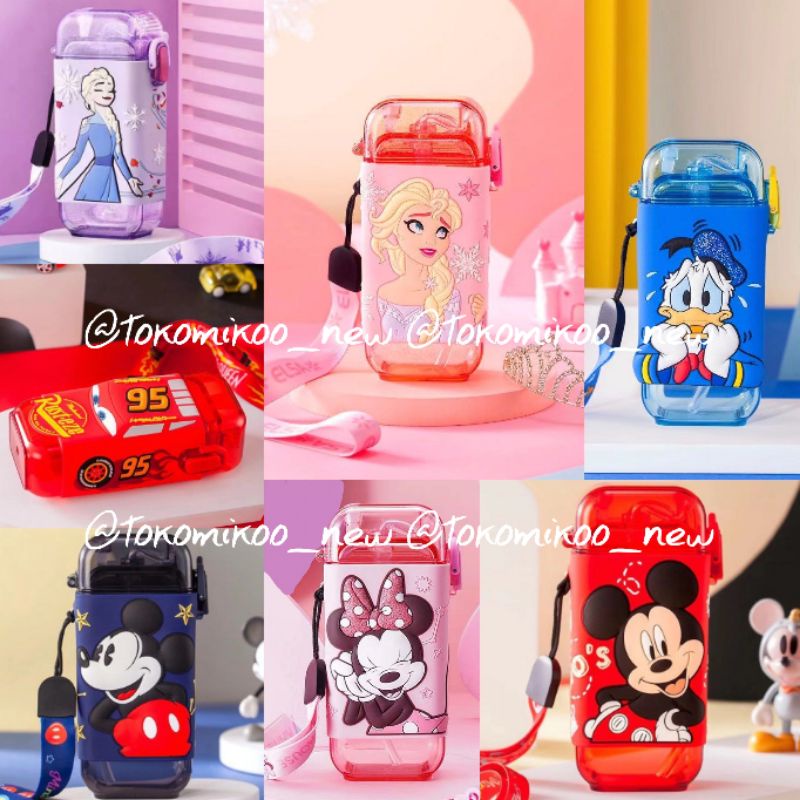 tumbler botol minum anak square Tritan BPA Free donald mickey minnie cars frozen hello kitty spiderman lotso sedotan tutup 3D