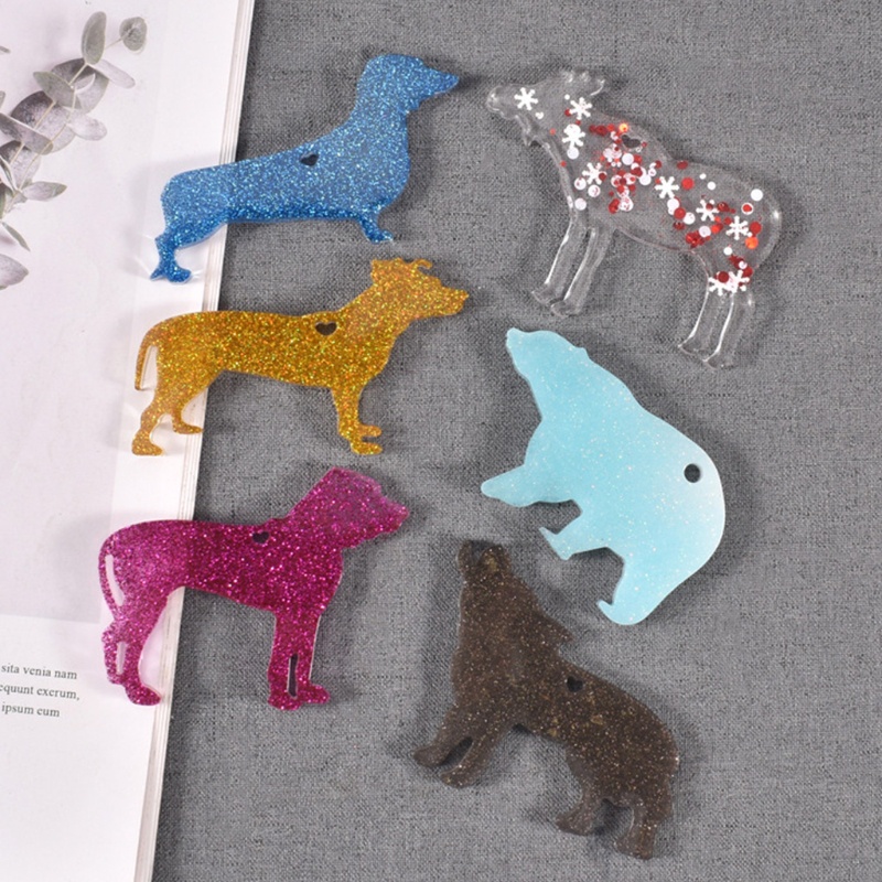 SIY  Animals Keychain Silicone Mold Cow Wolf Duck Pig Resin Casting Molds Silicone for Keychains Pendant Jewelry Making Tools