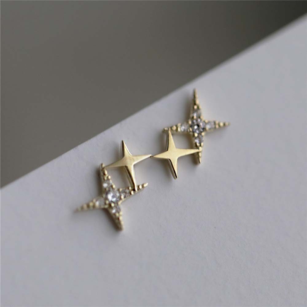 Needway  Elegant Women Earrings Sweet Stud Earrings Korean Style Ladies Girls Star Shaped Fashion Jewelry Diamond Chic Simple Ear Studs/Multicolor