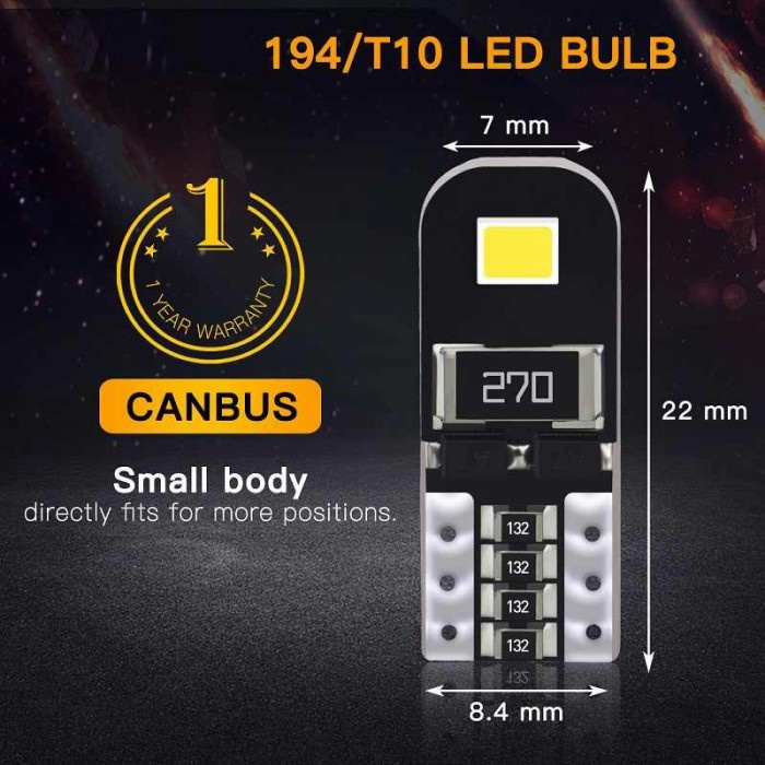 Lampu Led T10 Black W5W Canbus 2 Sisi Sen Sein Speedometer Motor Slim