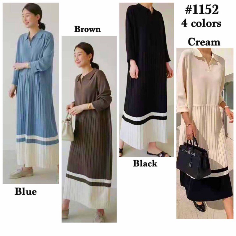 DRESS RAJUT KNIT WANITA CASUAL BASIC KEKINIAN IMPORT BANGKOK LENGAN PANJANG KOREA STYLE