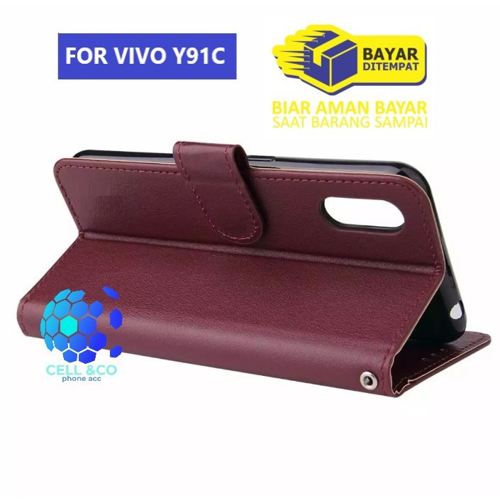 Flip cover VIVO Y91C Flip case buka tutup kesing hp casing flip case leather wallet