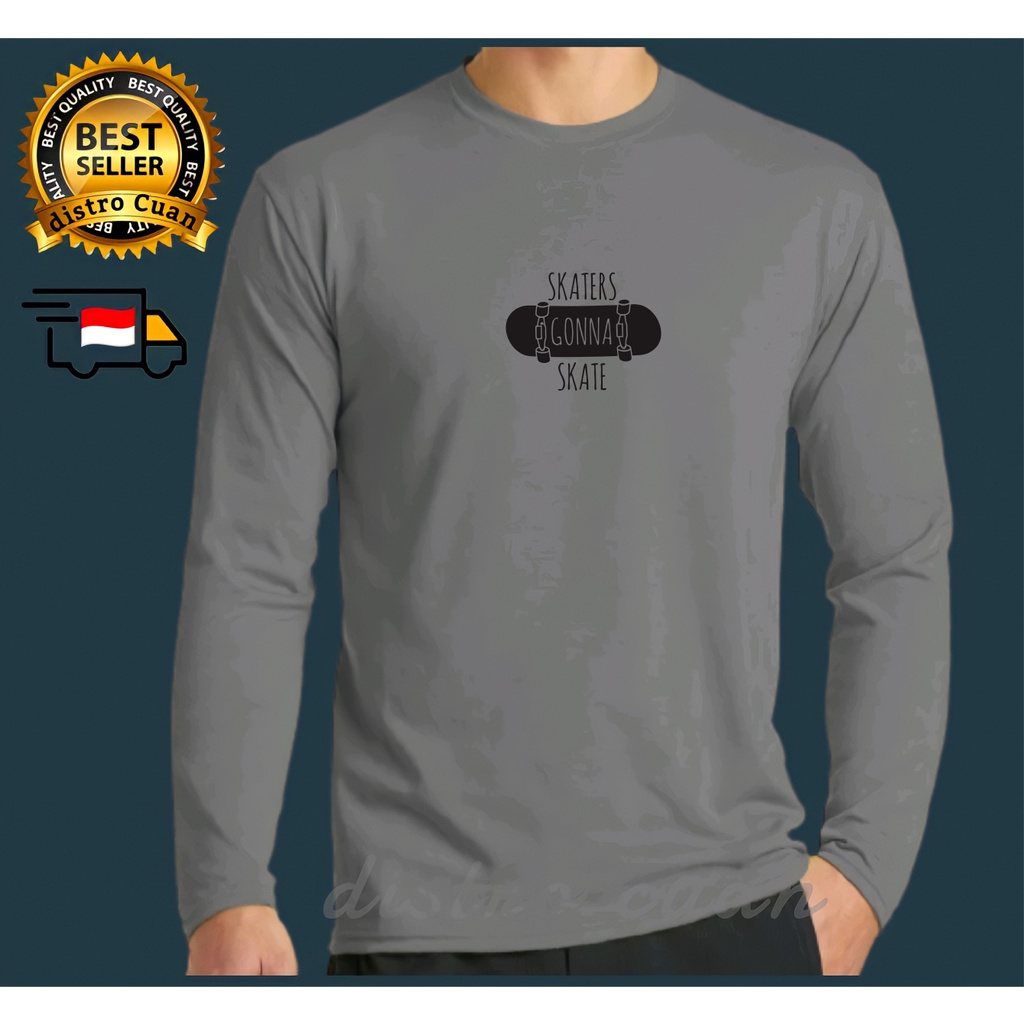Baju Kaos T-Shirt Distro Lengan Panjang Pria Wanita Dewasa Skaters Gonna Print Black Baju Kaos Murah