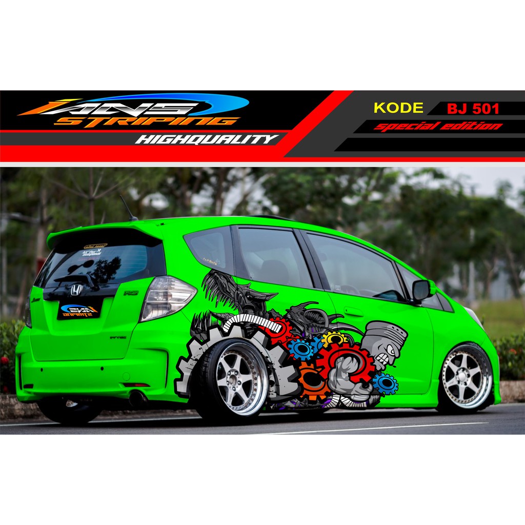 DECAL STICKER MOBIL BRIO JAZZ AGYA YARIS SWIFT / VARIASI STICKER MOBIL GEAR / STIKER MOBIL