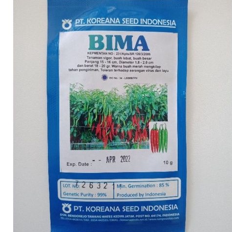 10 gr Benih Cabe Merah Besar BIMA Bibit Cabai Lombok Koreana Seed