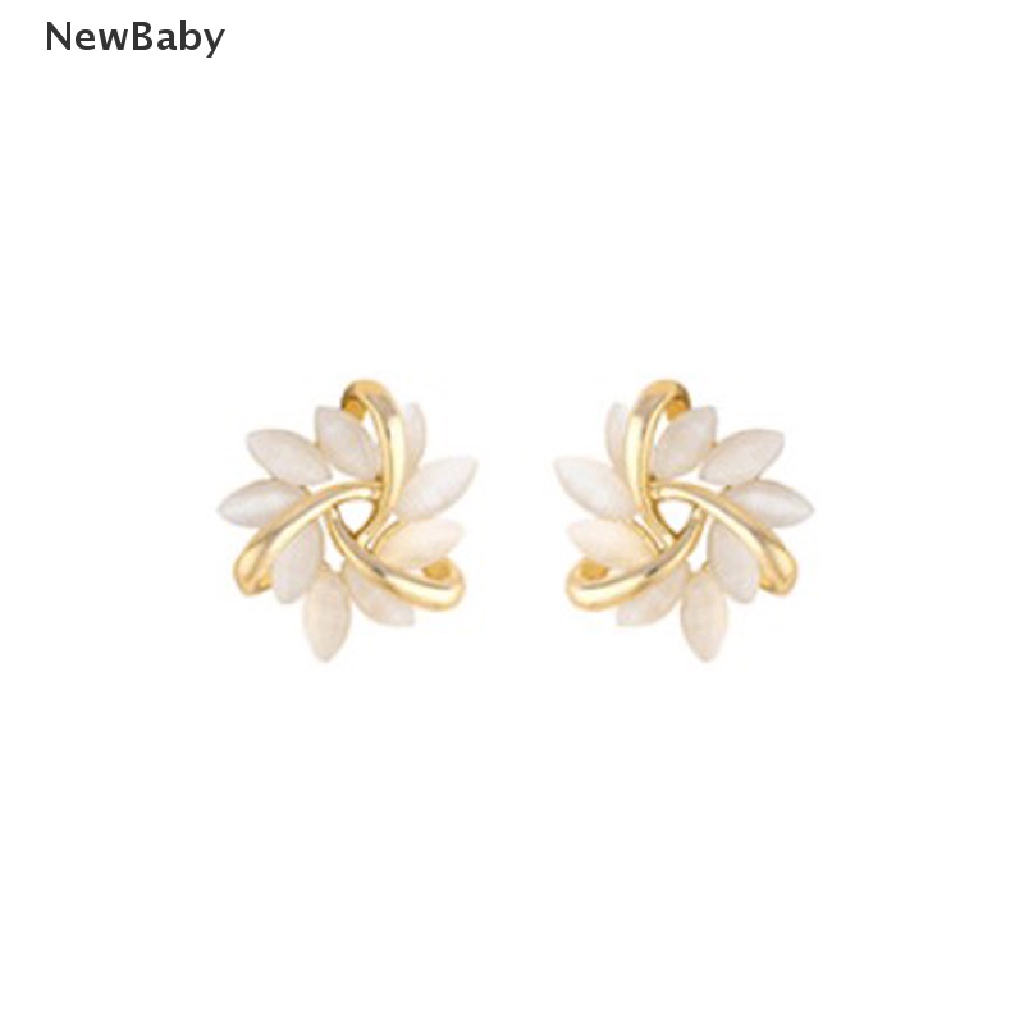 NewBaby Elegant and Exquisite Opal Petal Circle Stud Earrings For Woman ID