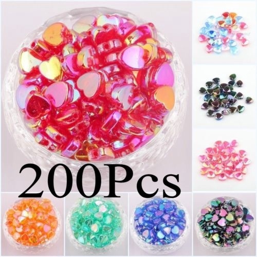 200pcs Manik-Manik Spacer Akrilik Bentuk Hati Warna Ab Ukuran 8x4mm Untuk Membuat Perhiasan Diy