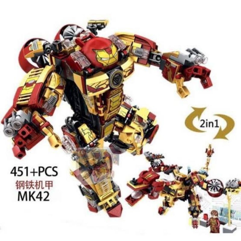 Lego Block Hulkbuster Dragon 2 in 1 Model Robot Iron Man
