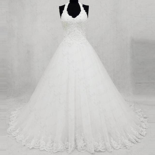 Simple And Elegant Halter Neckline A-Line Wedding Dress