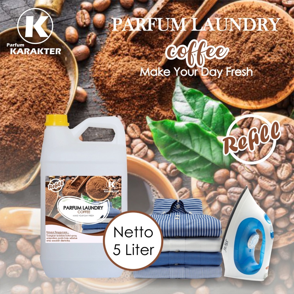 Parfum Laundry aroma Coffe | Pewangi Laundry Pakaian Wangi &amp; Tahan Lama | Kemasan 5 Liter | Bisa Cod | Terlaris