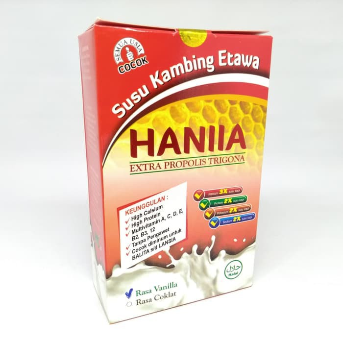 

Susu Kambing Etawa Extra Propolis Trigona HANIIA - Rasa Vanila