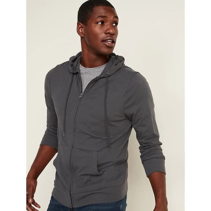 Jaket Old Navy Soft Washed Slub Knit Zip Hoodie Dark Grey Original