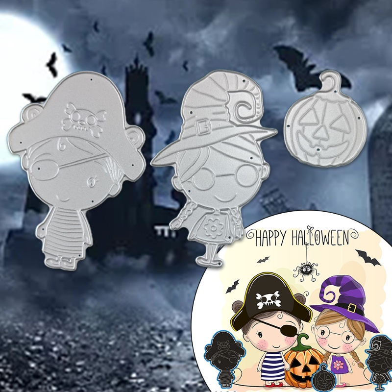 Cetakan Stensil Cutting Dies Motif Labu Halloween Bahan Metal Untuk Scrapbook / Craft DIY / Embossing