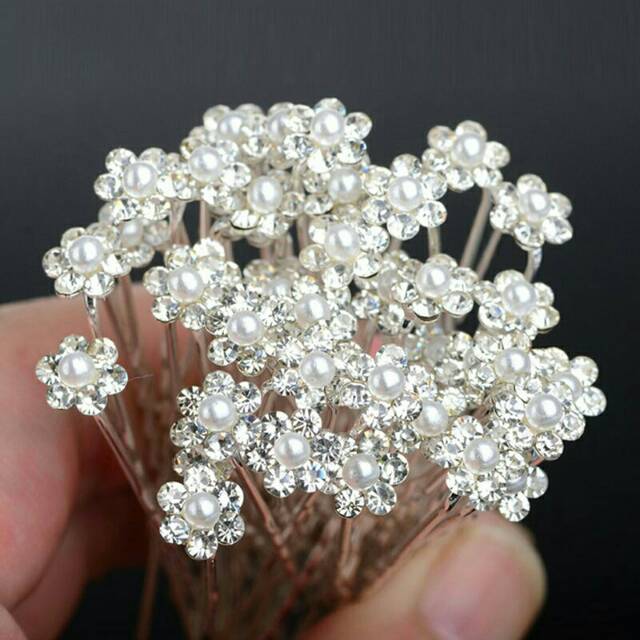 Hairpin Hiasan Rambut Pengantin Warna Silver