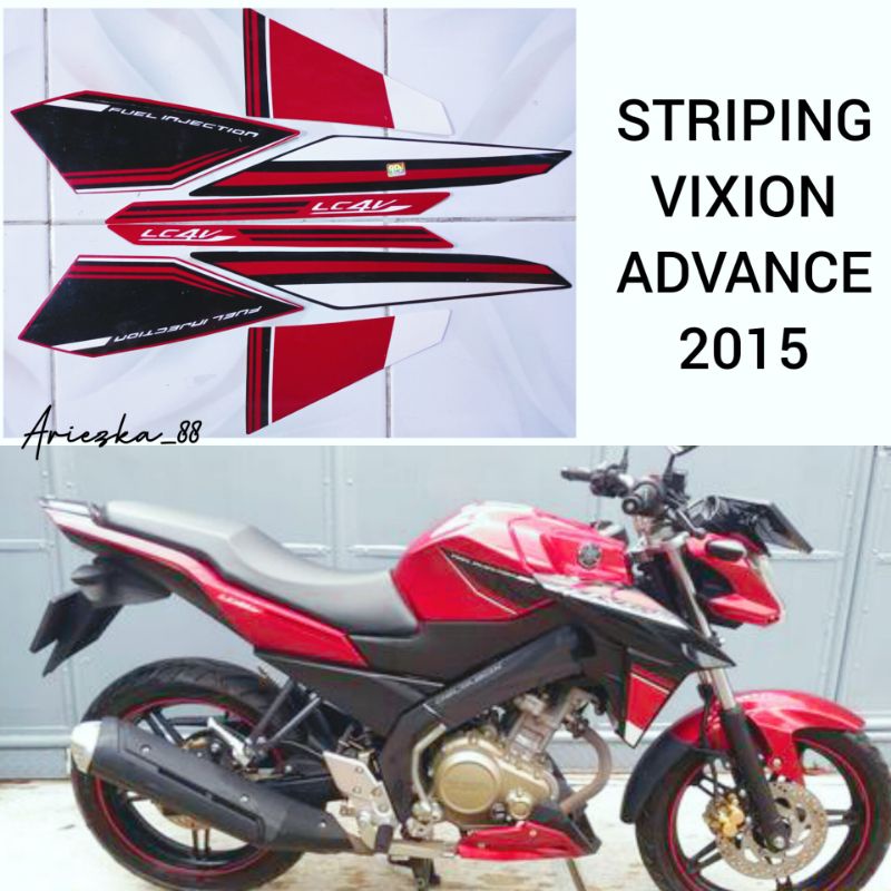 Striping Vixion New Advance 2015 Merah Sayap Hitam / stiker bodi motor yamaha vixion new