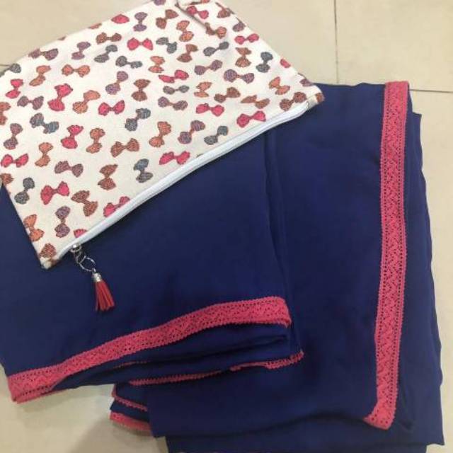 Mukena / mukenah jumbo satin seta silk - Biru Benhur