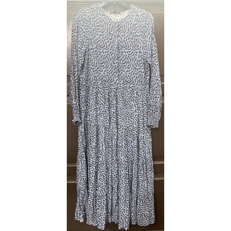 Preloved zara maxi dress print biru bunga size M bahan katun