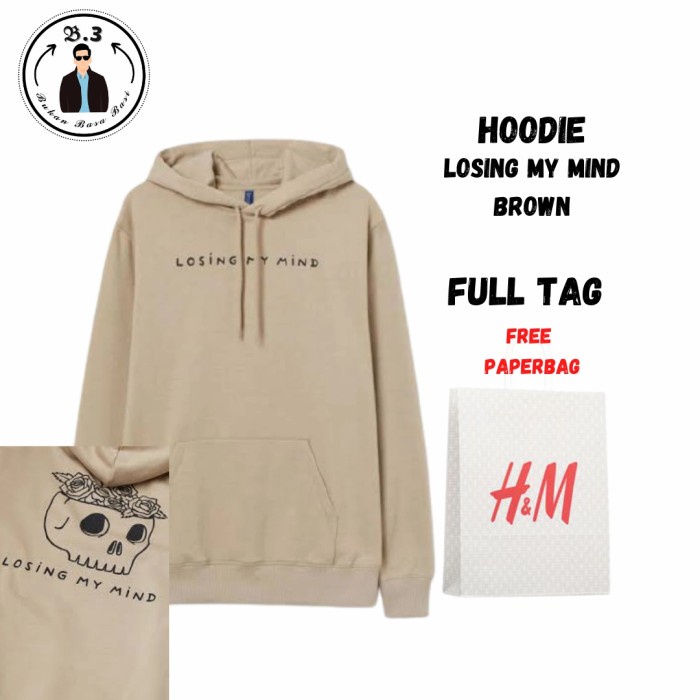 Jaket Wanita Jaket/Hoodie Pria&Wanita HnM Losing My Mind Cream Fulltag - Cokelat, L(Y4J7) Jaket Wani