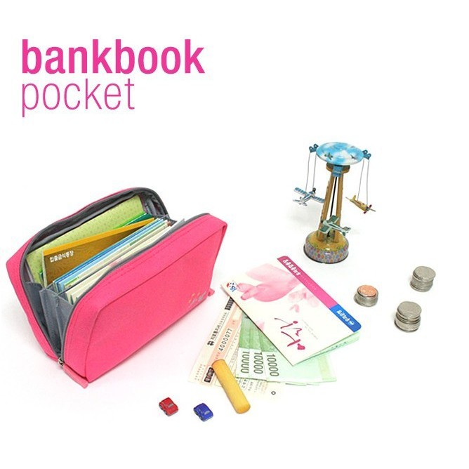 bank book dompet organizer buku tabungan uang kertas logam