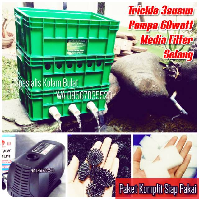 Trickle 3susun Small Plus Pompa, FILTER KOLAM KOI