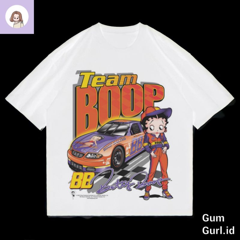 KAOS VINTAGE TEAM BOOP | RAP TEE BETTY BOOP VINTAGE NASCAR | T-SHIRT OVERSIZED TEAM BOOP BLACK