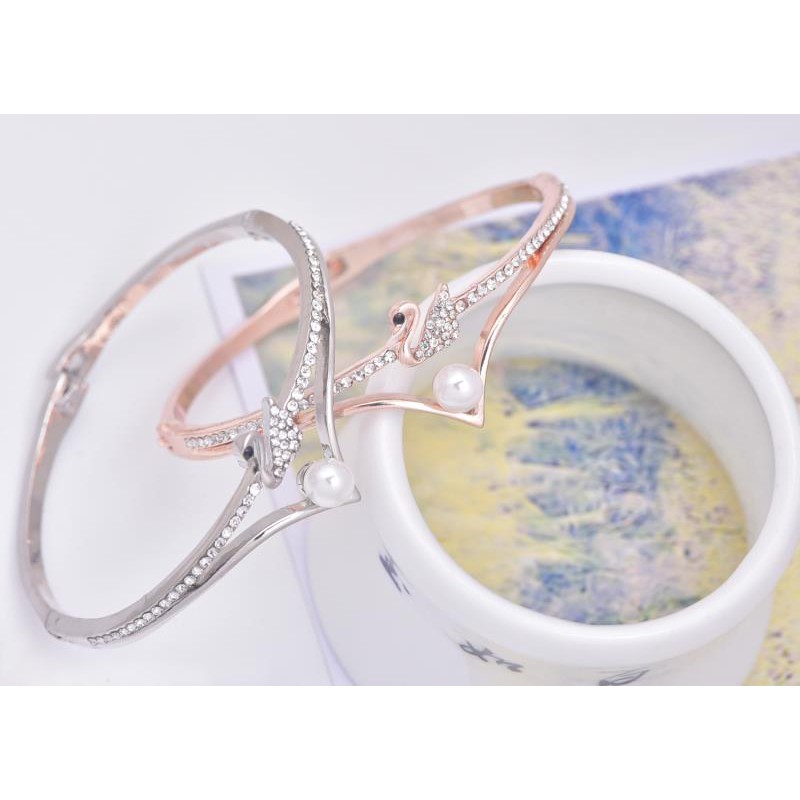 Gelang Korea Temperamen Angsa Kecil Mutiara Diamond Perhiasan Populer Dalika
