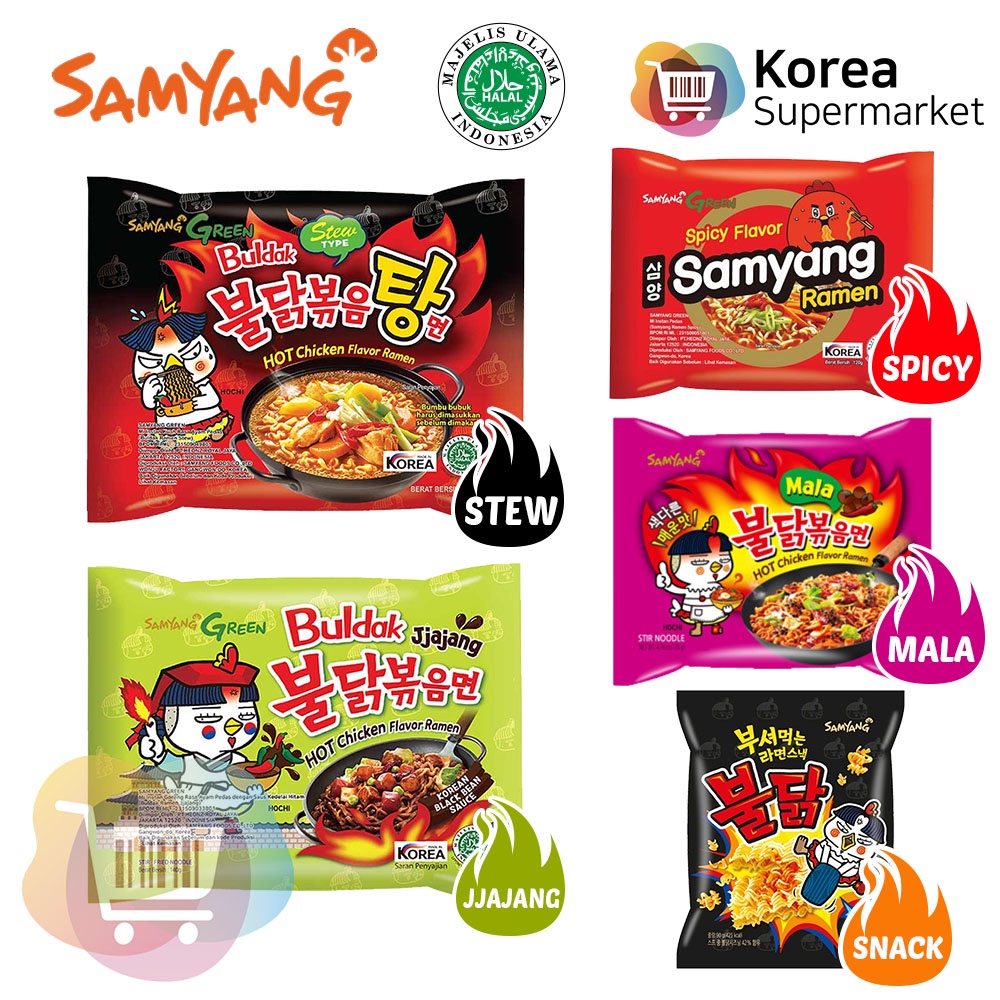 [HALAL] Samyang Spicy Flavor / Mala / Jjajang / Stew / Snack Ramen Korea