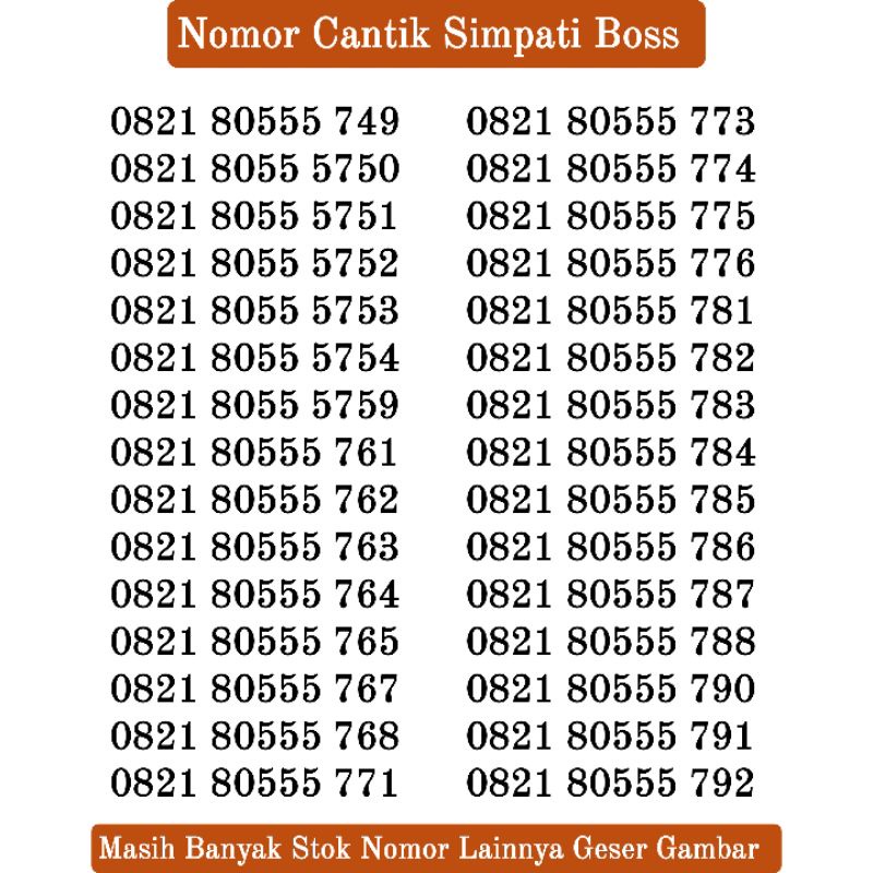 Nomor Cantik Simpati Boss