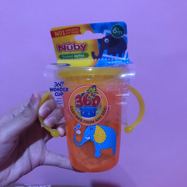 NEW NUBY 360 wonder cup twin handle trainer sippiez sippy cup gelas anak baby training cup