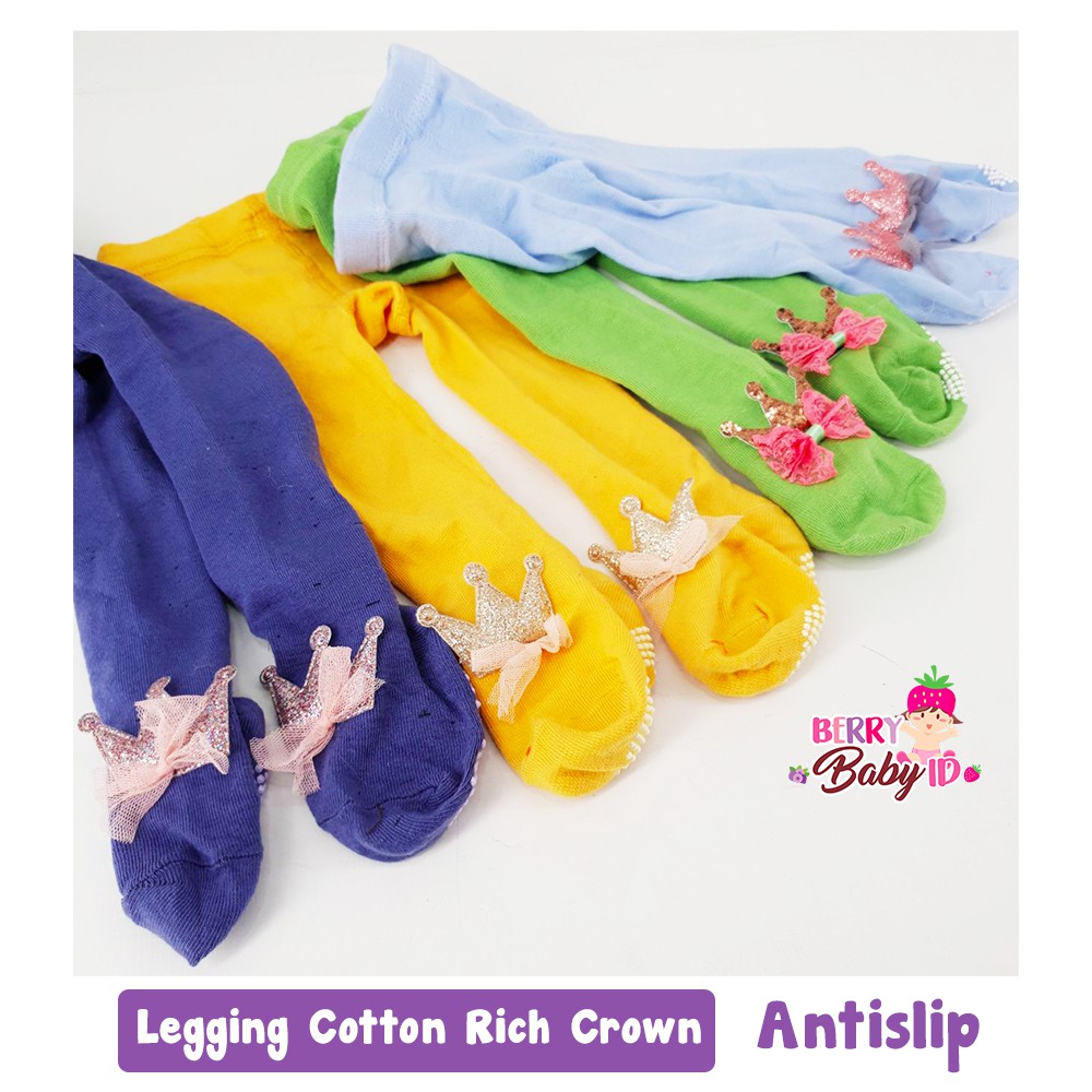 Cotton Rich Legging Anti Slip 3D Bayi 0-12 Bulan Crown Berry Mart