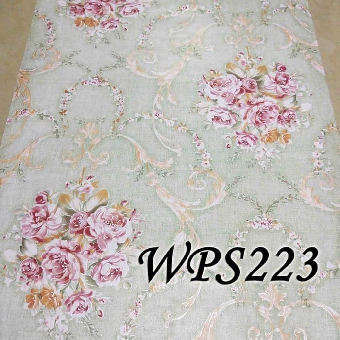 Wallpaper stiker dinding dasar rose berry hijau toska