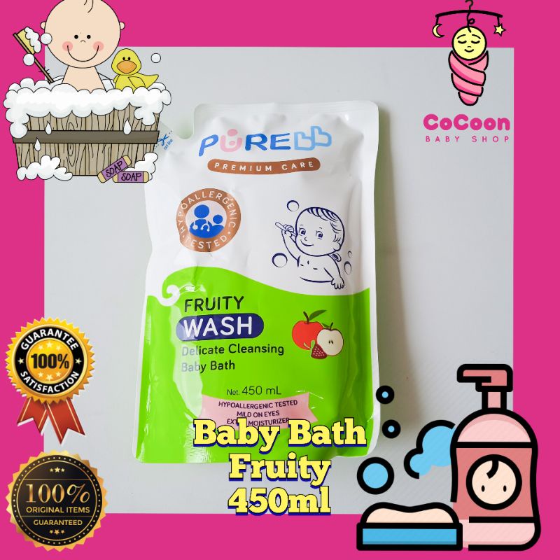 Pure Baby Wash Fruity Refill 450ml / Sabun Mandi Bayi dan Anak