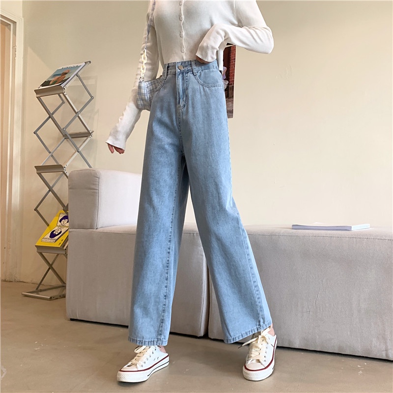 ✅COD korean style new Biru salju high waist jeans wanita import kekinian