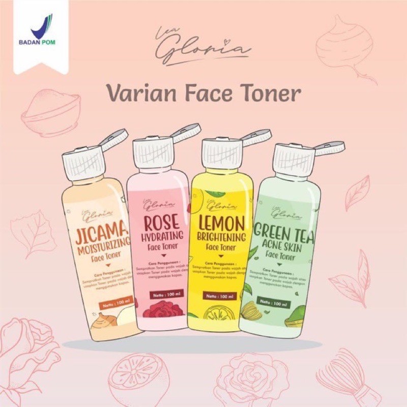 [BPOM] Face Toner By Lea Gloria 100ml / Face Toner Rose Lemon Jicama Greentea / Toner Lea Gloria