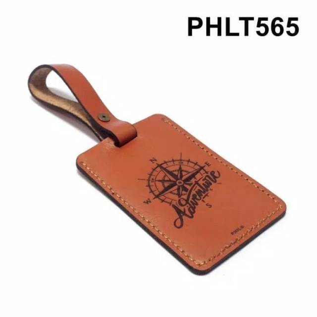 Luggge tag kulit asli label koper name tag laser compass PHLT565