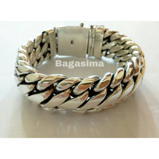 Gelang rantai besar pria silver hand made motif angka delapan