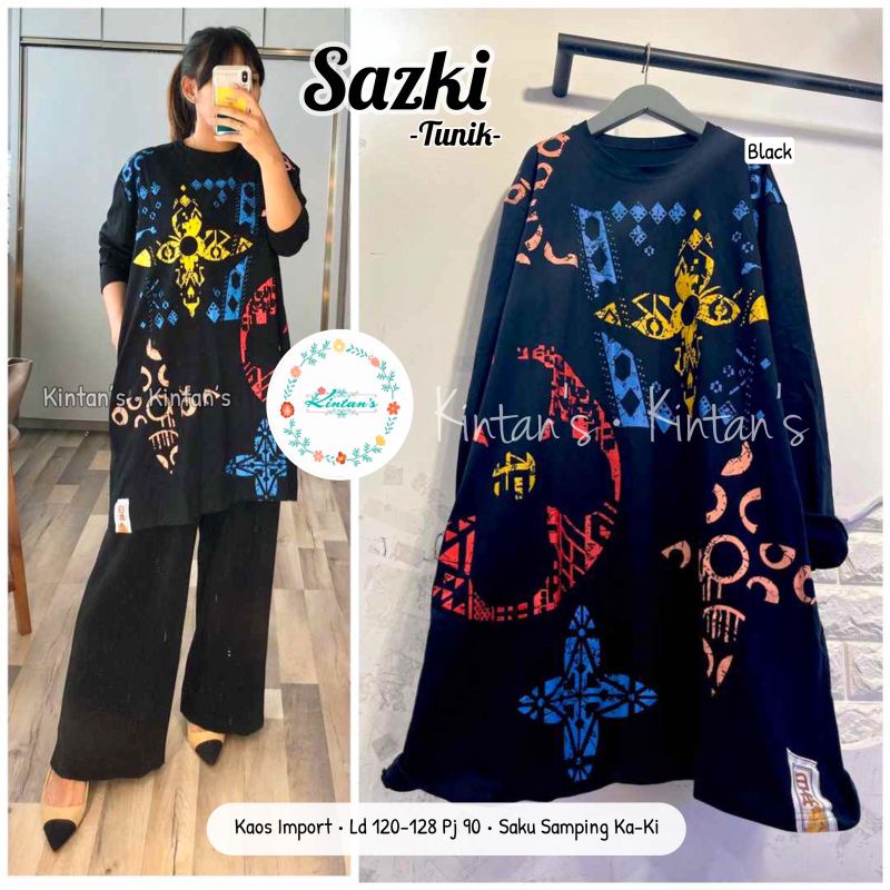 SAZKI TUNIK BY KINTANS / OVERSIZE WANITA MUSLIMAH / import LD jumbo