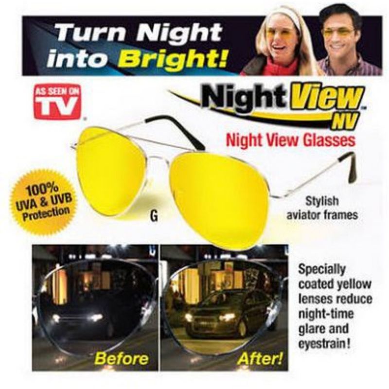 Kaca mata Malam /Night View Glasses Vision Kacamata Anti Silau di Malam Hari Anti UV/Hd Vison