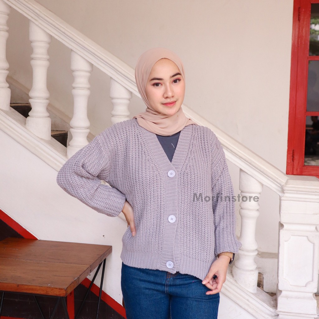 PROMO- Nakara Cardy Bahan Rajut Premium / Cardigan Oversize / Cardi Rajut / Cardigan Crop Wanita